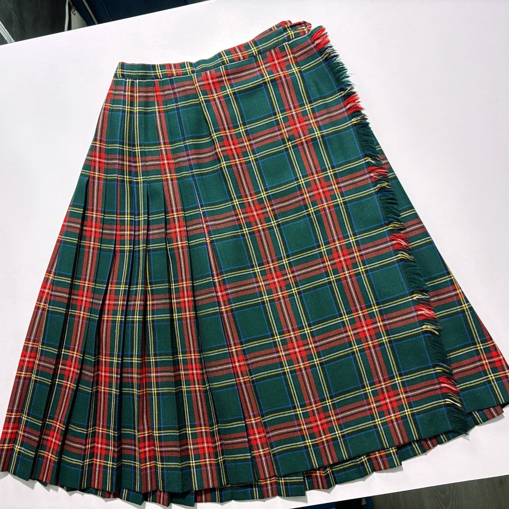 Vintage Skirt Kilt Mirror Room Hudsons Bay 100% Wool Tartan Plaid sz 10 (~26x29)